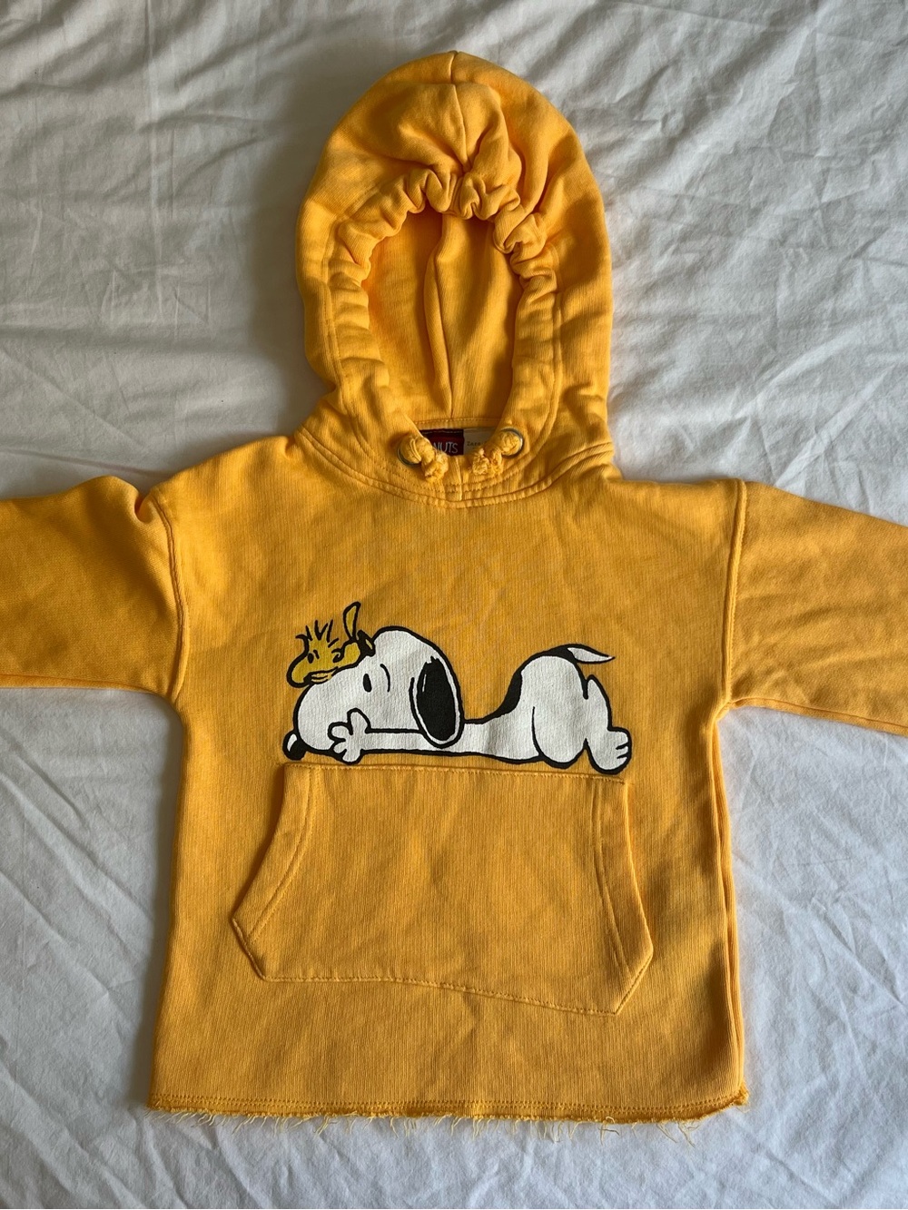 Kids Yellow Hoodie Top with Snoopy Graphic size 5 NWOT